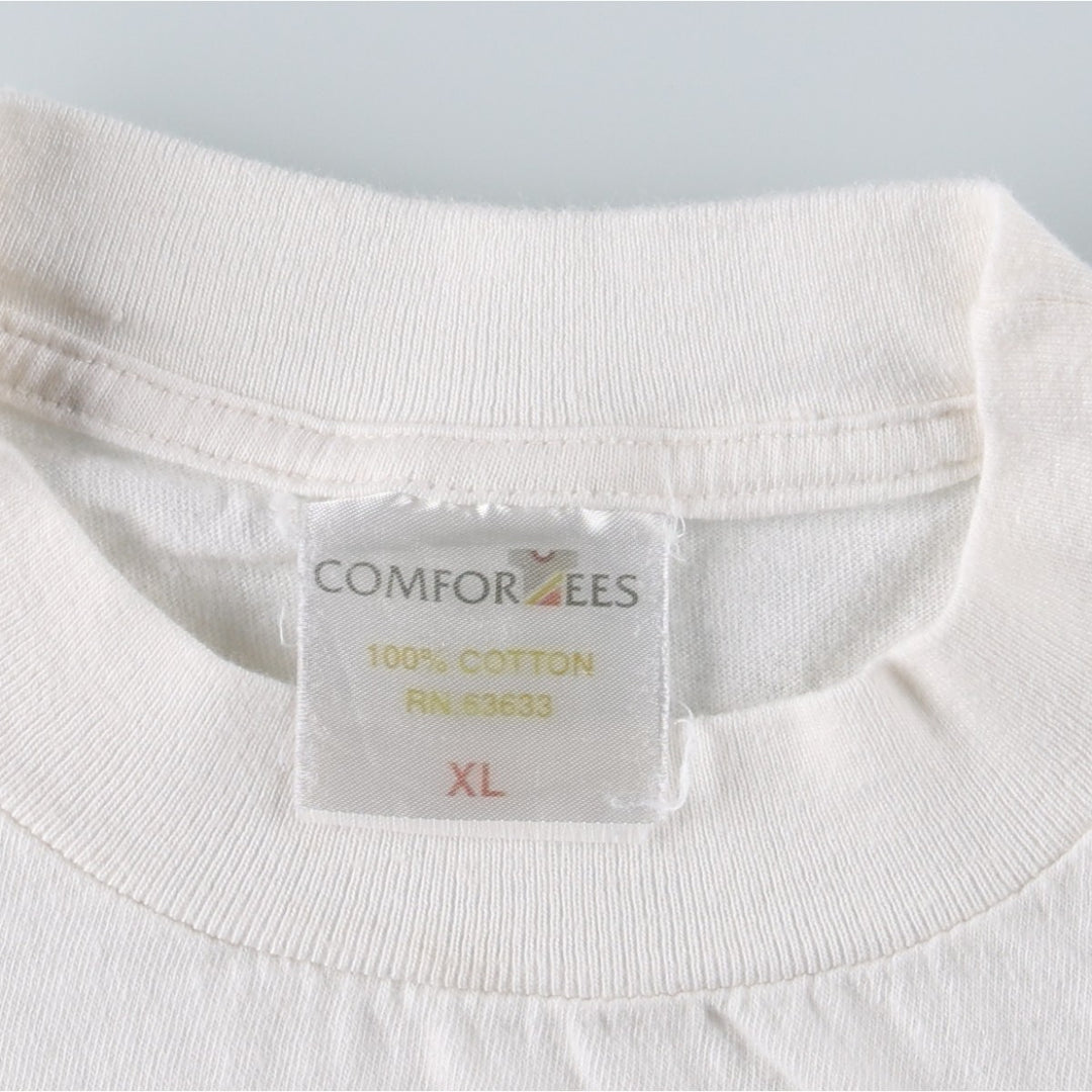 COMFORTEES LOONEY TUNES Tweety Character Print T-Shirt (Men's XL equivalent) cotton white type Vintage Second Hand
