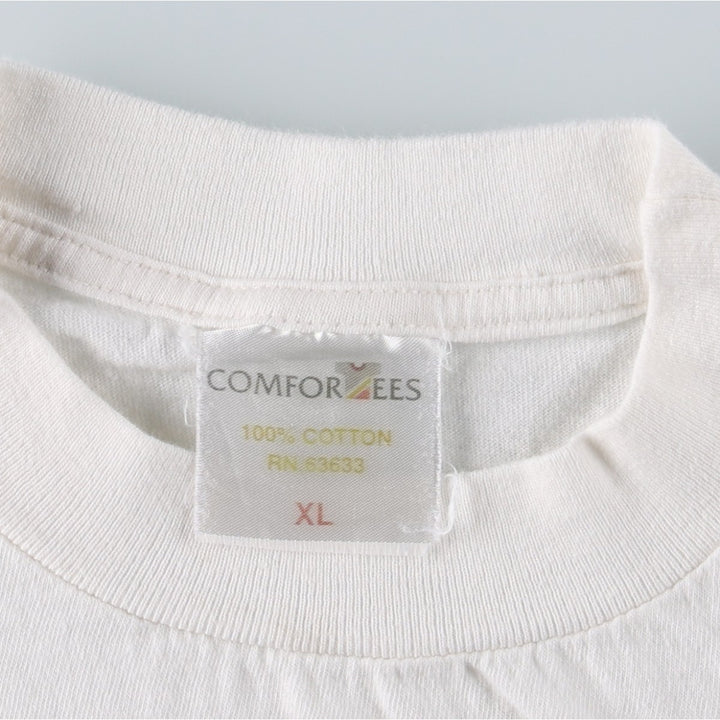 COMFORTEES LOONEY TUNES Tweety Character Print T-Shirt (Men's XL equivalent) cotton white type Vintage Second Hand