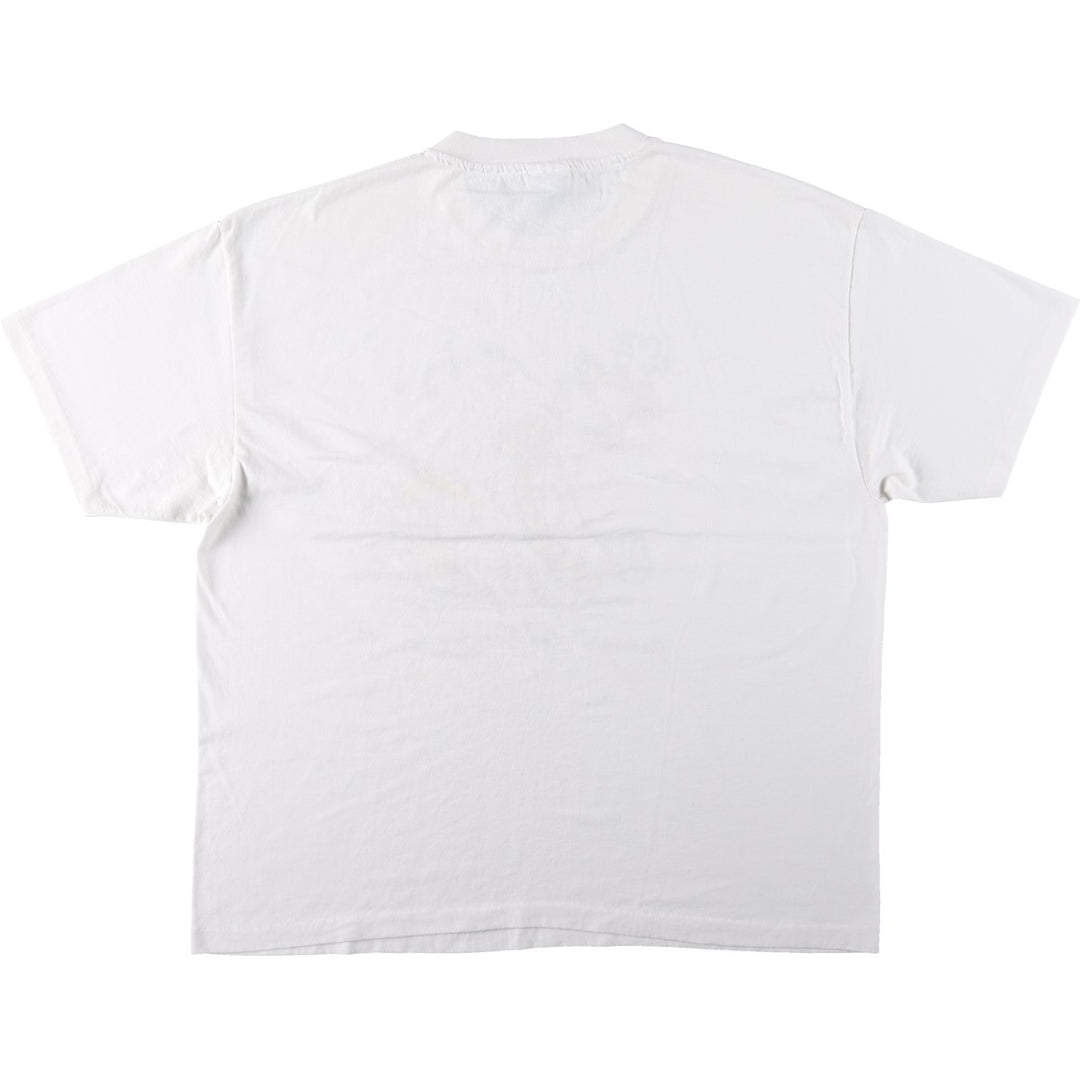90'S Hanes Calvin & Hobbs character print T-shirt, Made in USA, Men's XL equivalent, Vintage cotton white type Vintage Second Hand