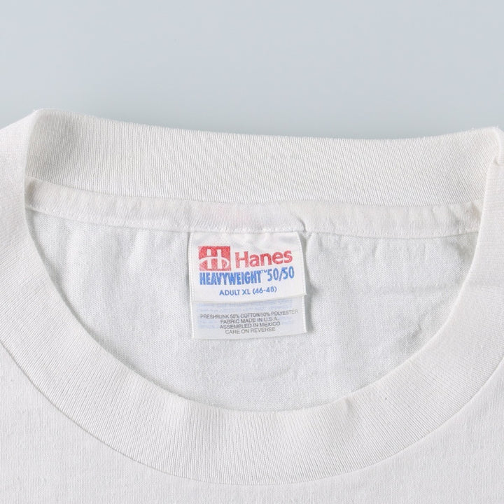 90'S Hanes Calvin & Hobbs character print T-shirt, Made in USA, Men's XL equivalent, Vintage cotton white type Vintage Second Hand
