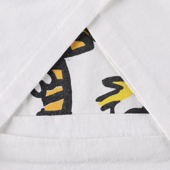 90'S Hanes Calvin & Hobbs character print T-shirt, Made in USA, Men's XL equivalent, Vintage cotton white type Vintage Second Hand
