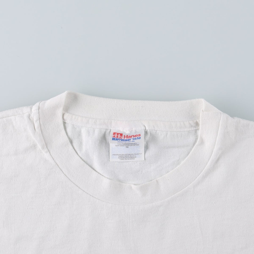 90'S Hanes Calvin & Hobbs character print T-shirt, Made in USA, Men's XL equivalent, Vintage cotton white type Vintage Second Hand
