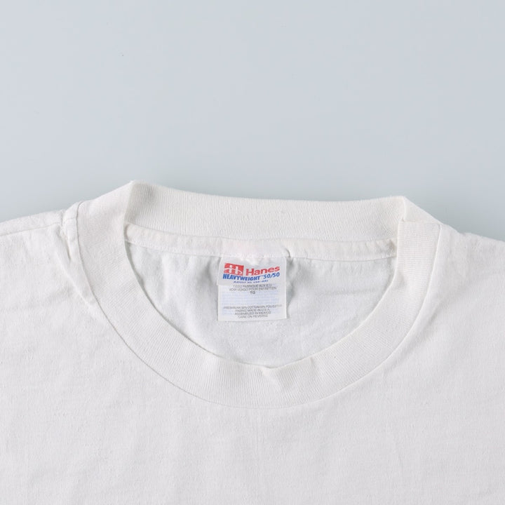 90'S Hanes Calvin & Hobbs character print T-shirt, Made in USA, Men's XL equivalent, Vintage cotton white type Vintage Second Hand