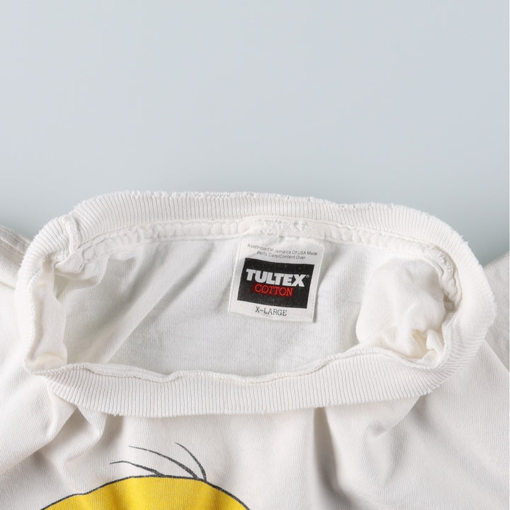 90'S TULTEX Looney Tunes Tweety character print T-shirt, men's size XL equivalent, vintage. cotton white type Vintage Second Hand