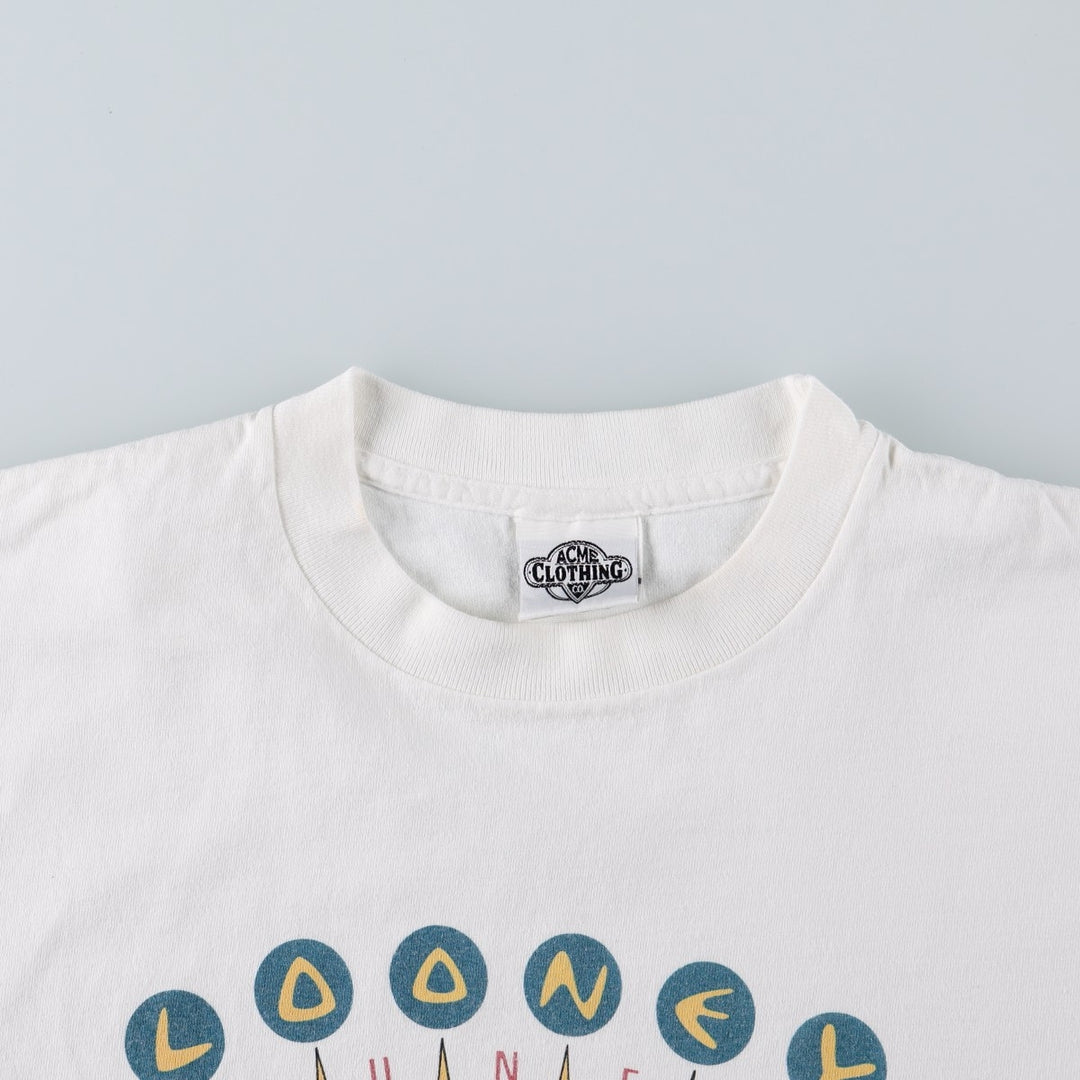 90'S ACME CLOTHING Looney Tunes Character Print T-Shirt, Made in USA, Men's Size L (Equivalent), Vintage cotton white type Vintage Second Hand