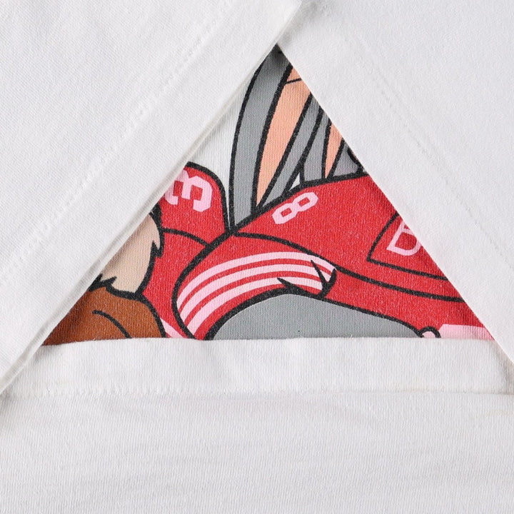 90'S Anvil Looney Tunes BUGS BUNNY x TAZ Character Print T-Shirt, Made in USA, Men's XL equivalent. cotton white type Vintage Second Hand