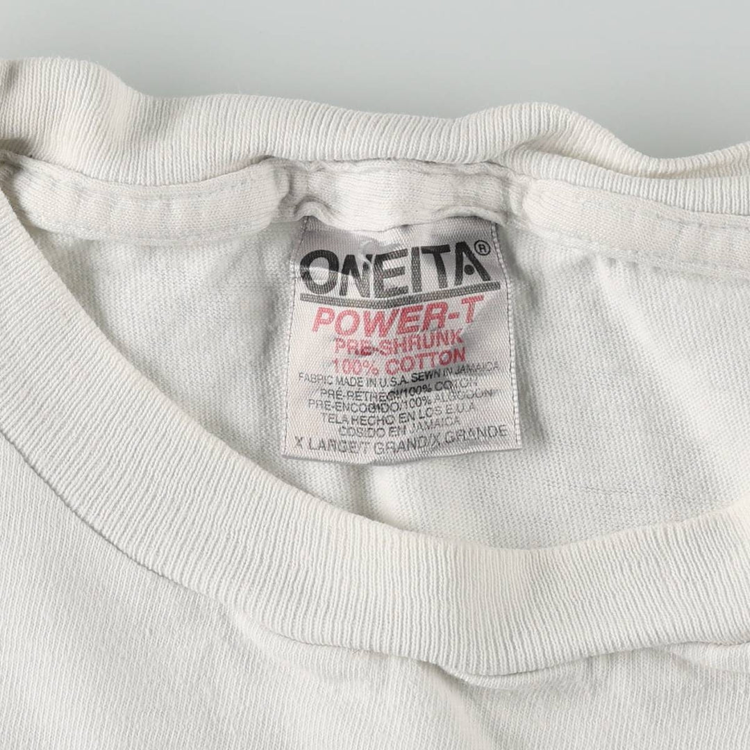 90'S ONEITA POWER-T Fish Print Animal T-Shirt Men's XL (approx.) Vintage cotton white type Vintage Second Hand