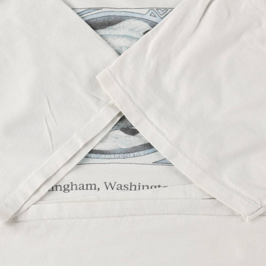 90'S ONEITA POWER-T Fish Print Animal T-Shirt Men's XL (approx.) Vintage cotton white type Vintage Second Hand