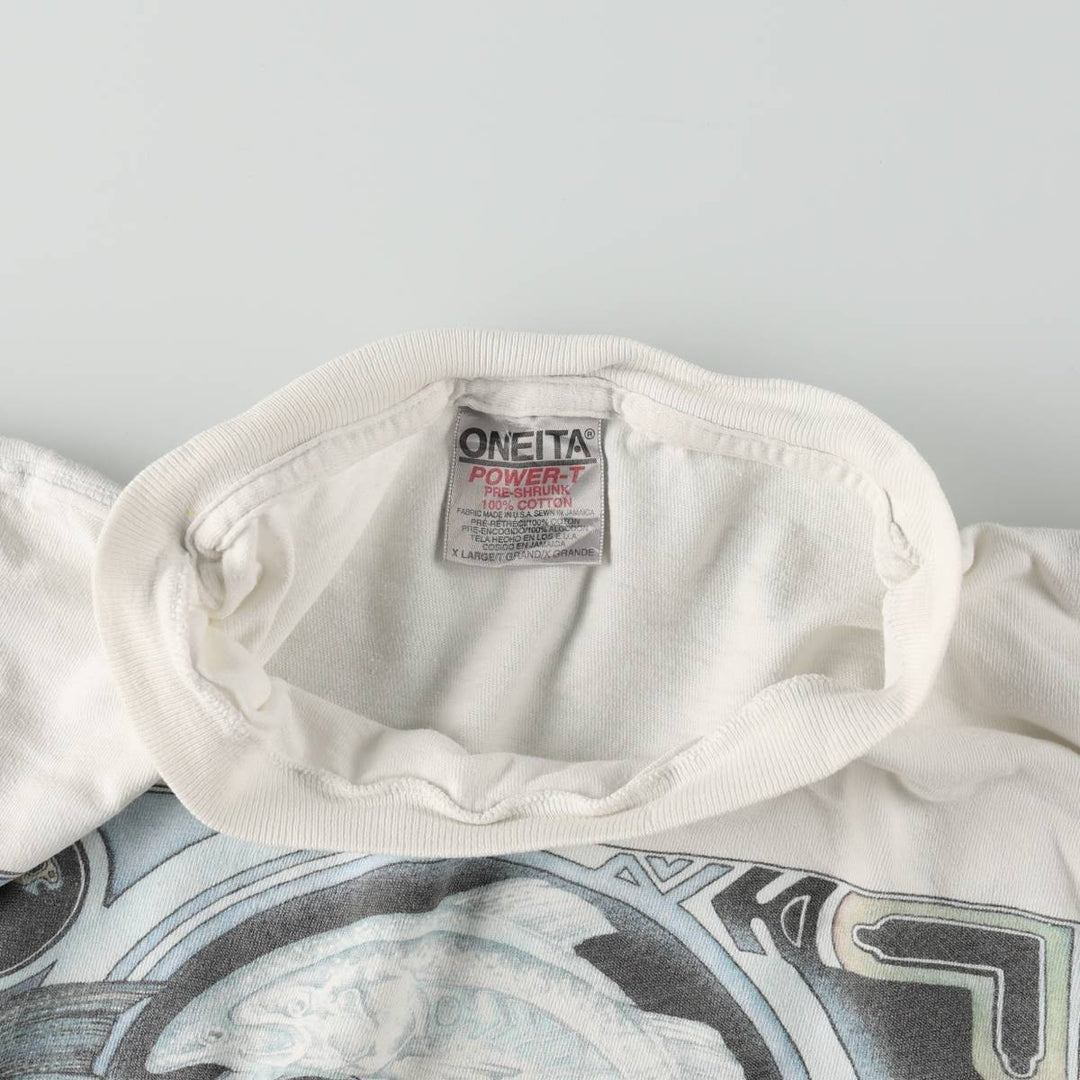 90'S ONEITA POWER-T Fish Print Animal T-Shirt Men's XL (approx.) Vintage cotton white type Vintage Second Hand