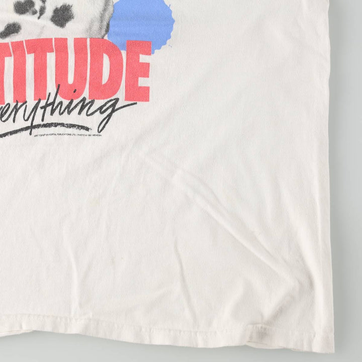 90'S Hanes BEEFY-T Dog Print Animal T-Shirt Men's XL Vintage cotton white type Vintage Second Hand