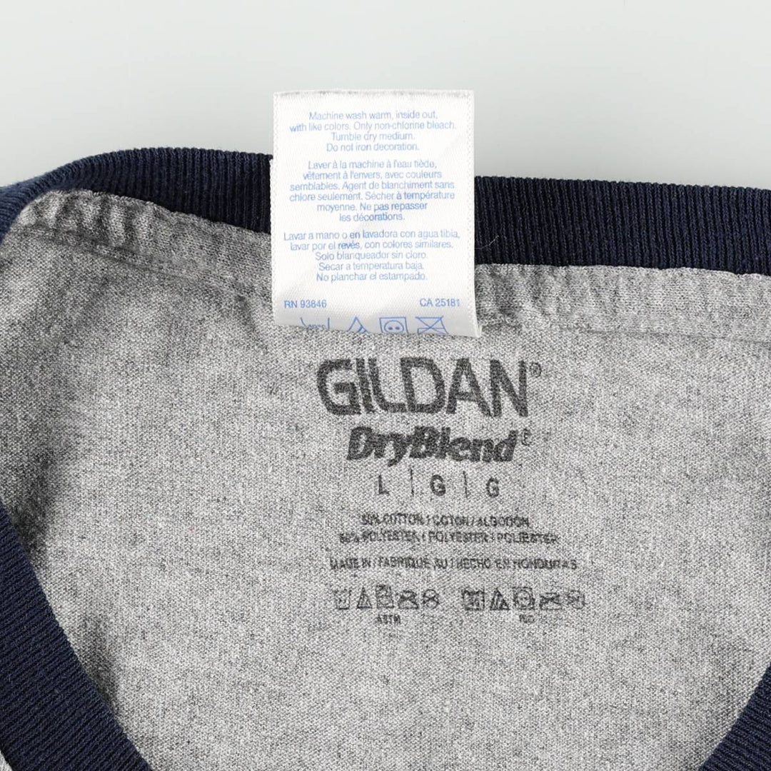 2000'S Gildan Ultra Cotton Ringer T-shirt, Men's Size L (approx.) cotton gray type Vintage Second Hand