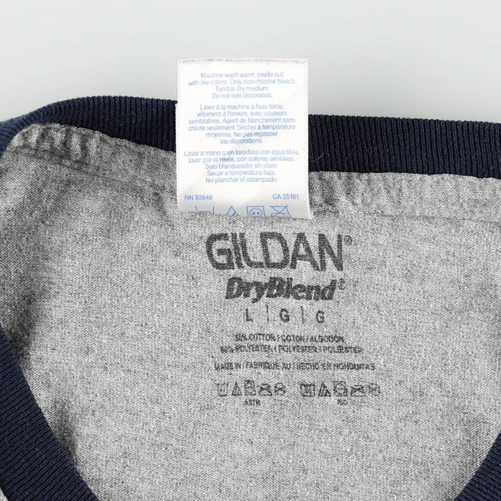 2000'S Gildan Ultra Cotton Ringer T-shirt, Men's Size L (approx.) cotton gray type Vintage Second Hand