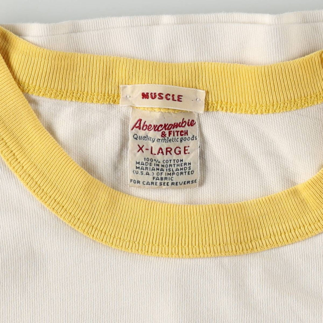 1990'S Abercrombie & Fitch Ringer T-Shirt, Men's XL equivalent, Vintage cotton white type Vintage Second Hand