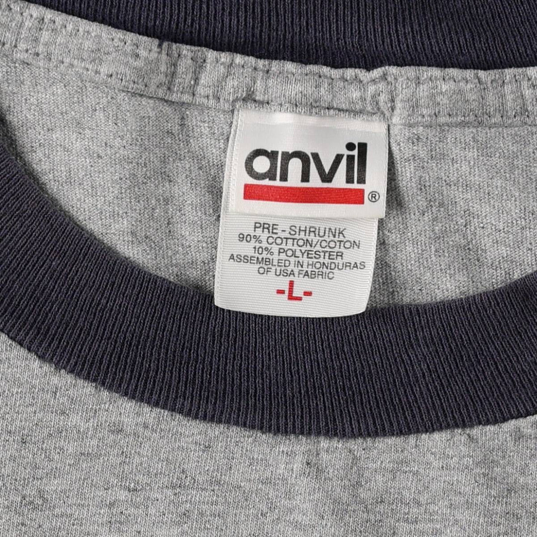 2000'S Anvil Dragon Pattern Ringer T-Shirt (Men's Size L) cotton gray type Vintage Second Hand