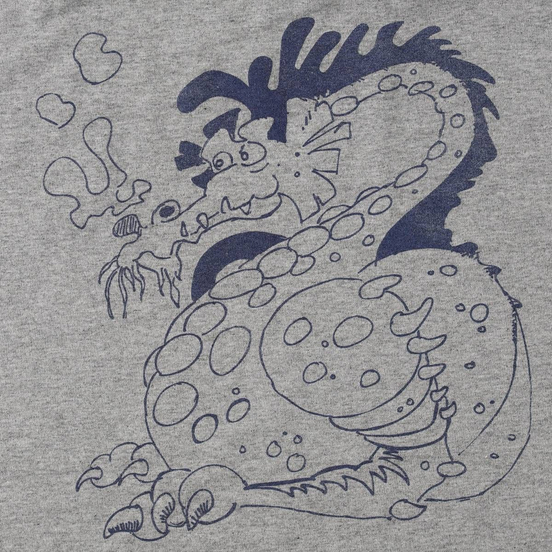 2000'S Anvil Dragon Pattern Ringer T-Shirt (Men's Size L) cotton gray type Vintage Second Hand