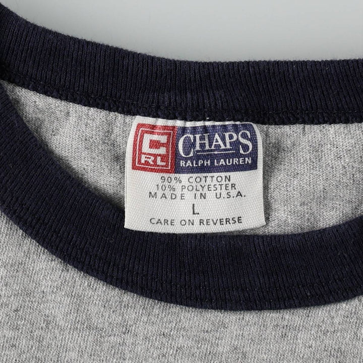 Ralph Lauren CHAPS Ringer T-Shirt, Made in USA, Men's Size L (approx.) cotton gray type Vintage Second Hand