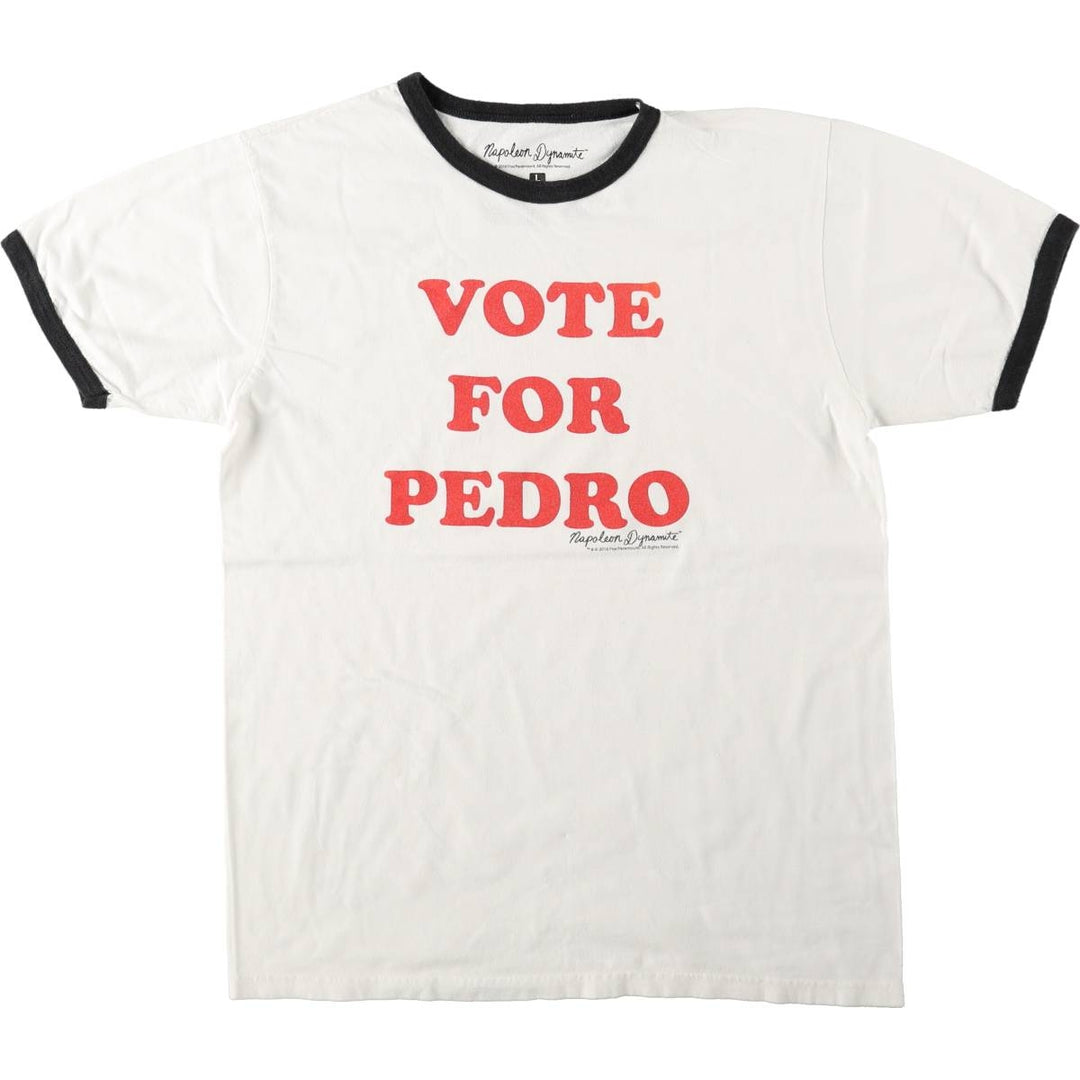 NAPOLEON DYNAMITE Movie Triple Print Ringer T-Shirt (Men's Size L) cotton white type Vintage Second Hand