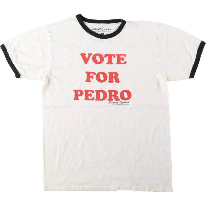 NAPOLEON DYNAMITE Movie Triple Print Ringer T-Shirt (Men's Size L) cotton white type Vintage Second Hand
