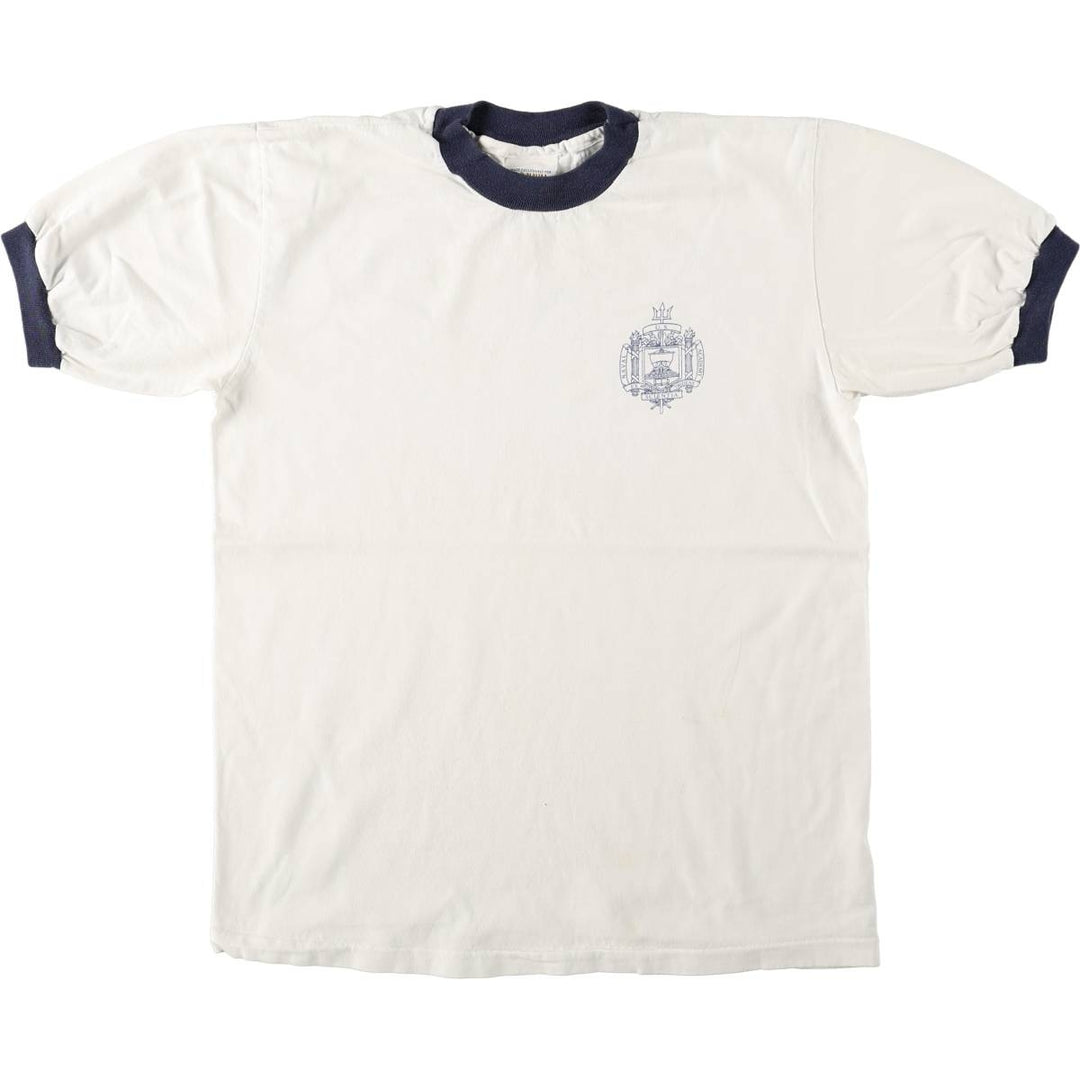 1990'S US Naval Academy Store (USNA) Military Ringer T-Shirt, Made in USA, Men's Size M (approx.), Vintage cotton white type Vintage Second Hand