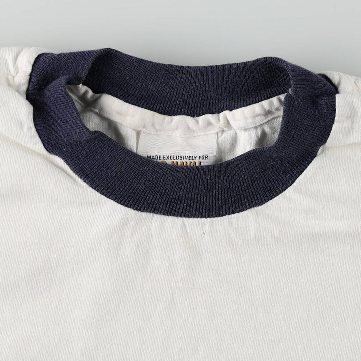 1990'S US Naval Academy Store (USNA) Military Ringer T-Shirt, Made in USA, Men's Size M (approx.), Vintage cotton white type Vintage Second Hand