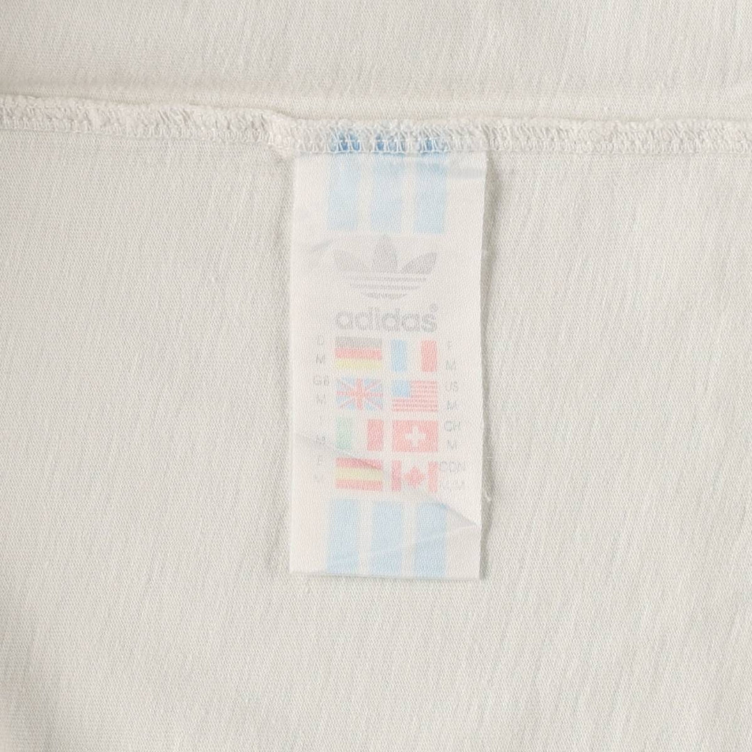 80'S Adidas ringer t-shirt with large logo, men's size M equivalent, vintage. cotton ivory Vintage Second Hand