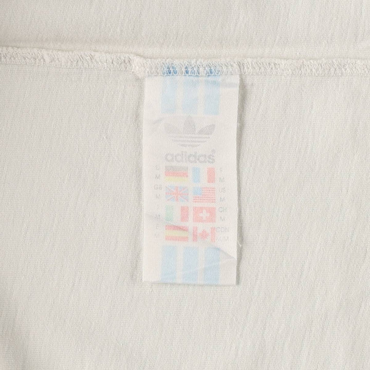 80'S Adidas ringer t-shirt with large logo, men's size M equivalent, vintage. cotton ivory Vintage Second Hand