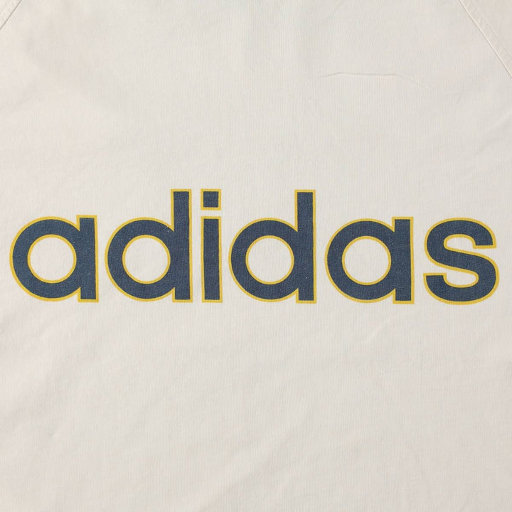 80'S Adidas ringer t-shirt with large logo, men's size M equivalent, vintage. cotton ivory Vintage Second Hand