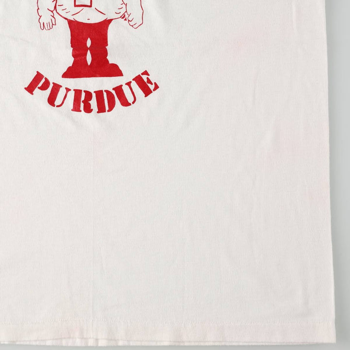 90'S Russell Purdue College Ringer T-Shirt, Made in USA, Men's Size L (Equivalent), Vintage cotton white type Vintage Second Hand