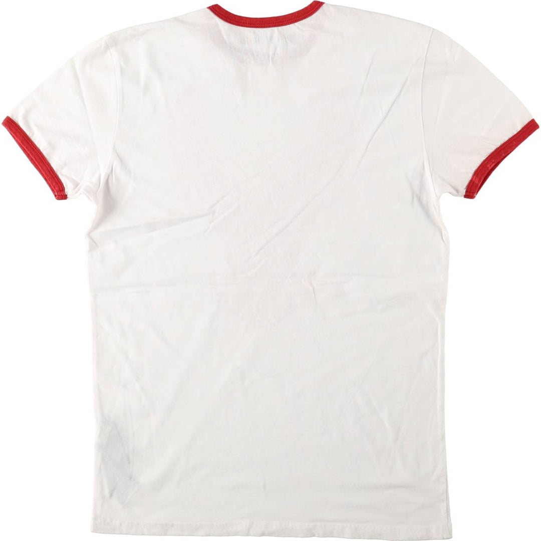 Harley-Davidson Eagle Pattern Motorcycle Ringer T-Shirt, Men's Size M (approx.) cotton white type Vintage Second Hand