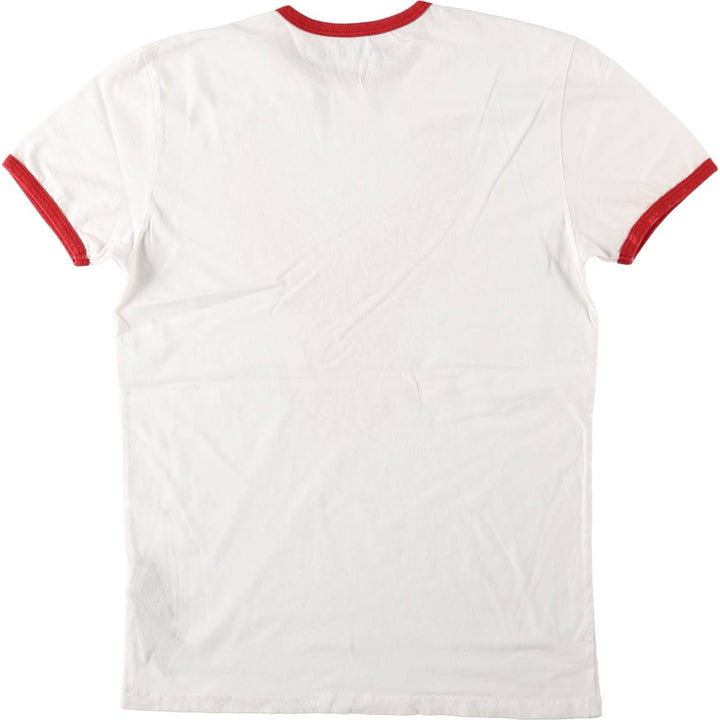 Harley-Davidson Eagle Pattern Motorcycle Ringer T-Shirt, Men's Size M (approx.) cotton white type Vintage Second Hand