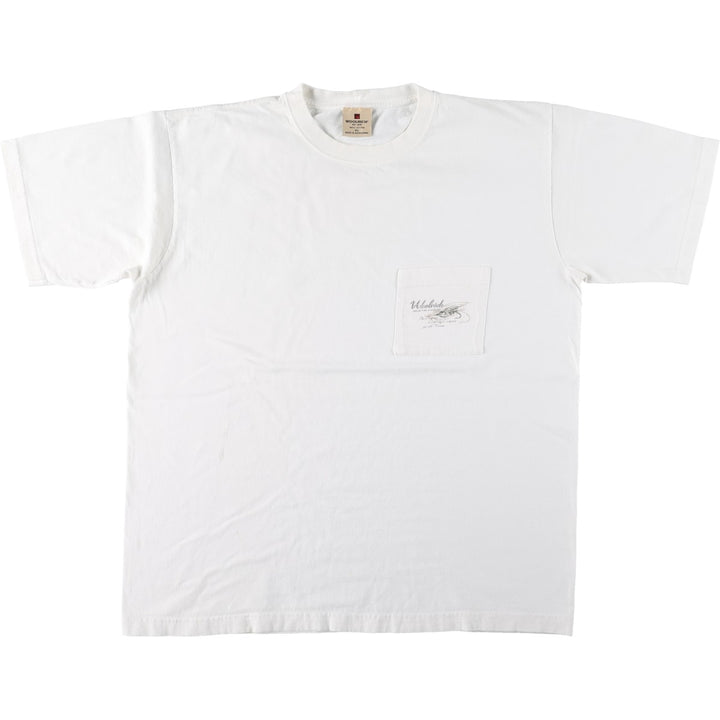 Woolrich WOOLRICH Short-Sleeve Printed T-Shirt, Men's Size XL (approx.) cotton white type Vintage Second Hand