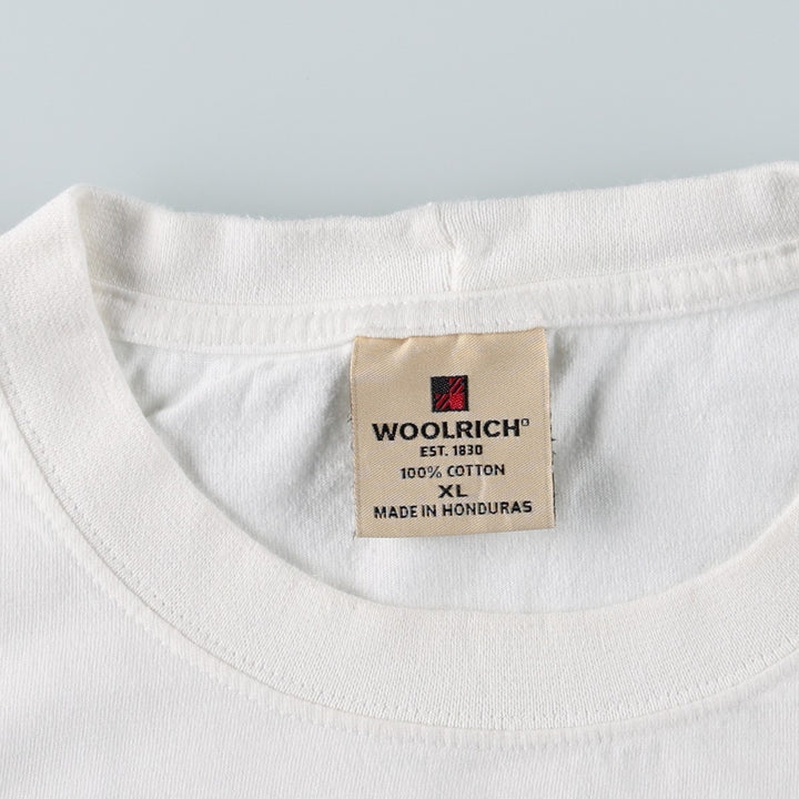 Woolrich WOOLRICH Short-Sleeve Printed T-Shirt, Men's Size XL (approx.) cotton white type Vintage Second Hand