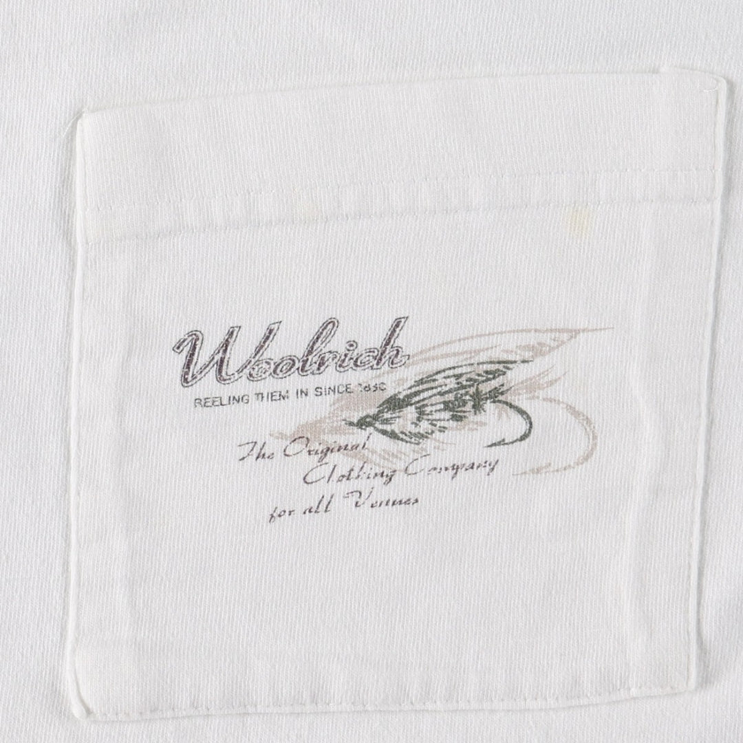 Woolrich WOOLRICH Short-Sleeve Printed T-Shirt, Men's Size XL (approx.) cotton white type Vintage Second Hand