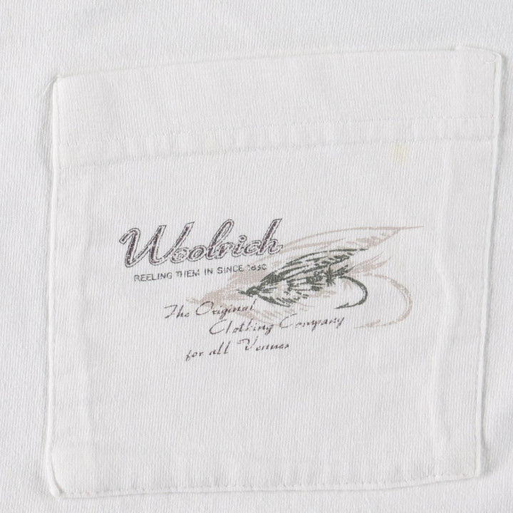 Woolrich WOOLRICH Short-Sleeve Printed T-Shirt, Men's Size XL (approx.) cotton white type Vintage Second Hand