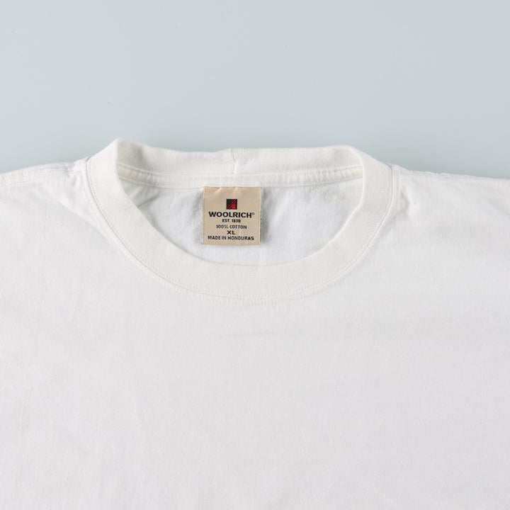 Woolrich WOOLRICH Short-Sleeve Printed T-Shirt, Men's Size XL (approx.) cotton white type Vintage Second Hand