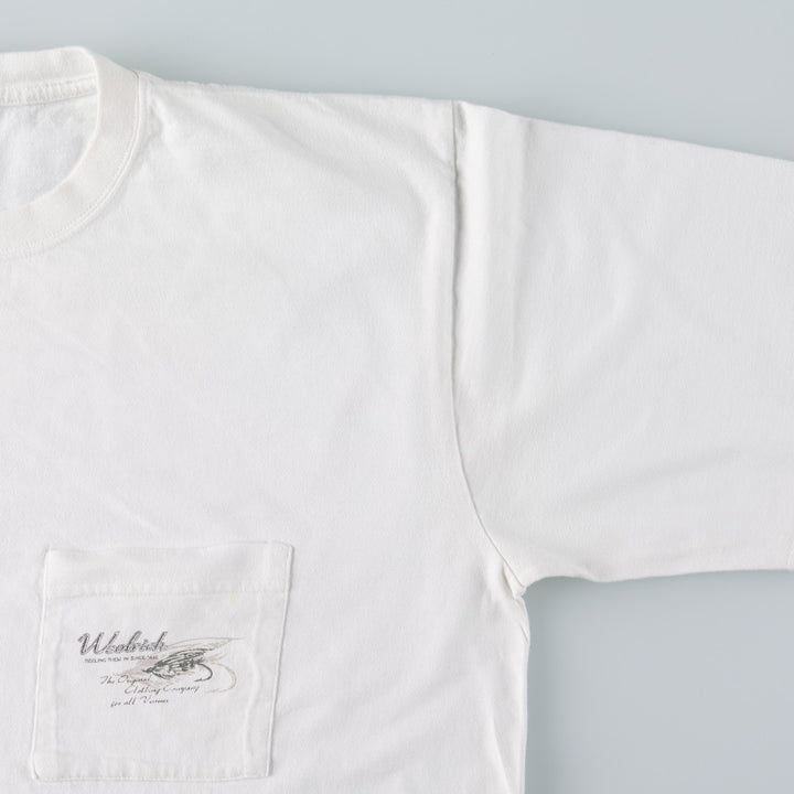 Woolrich WOOLRICH Short-Sleeve Printed T-Shirt, Men's Size XL (approx.) cotton white type Vintage Second Hand
