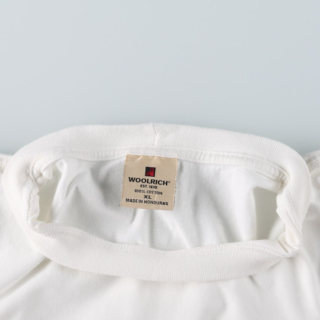 Woolrich WOOLRICH Short-Sleeve Printed T-Shirt, Men's Size XL (approx.) cotton white type Vintage Second Hand