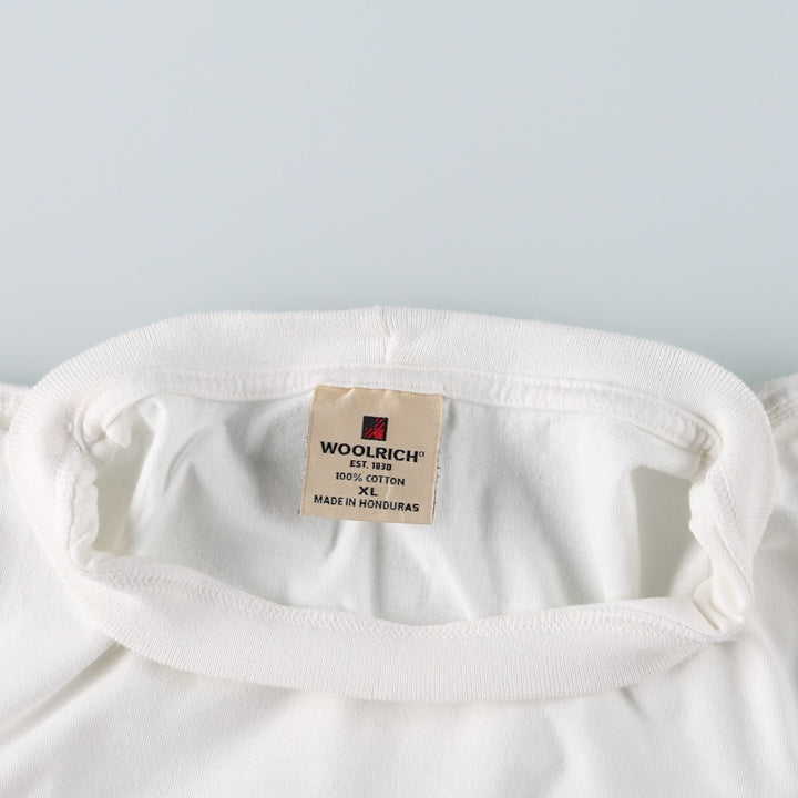 Woolrich WOOLRICH Short-Sleeve Printed T-Shirt, Men's Size XL (approx.) cotton white type Vintage Second Hand