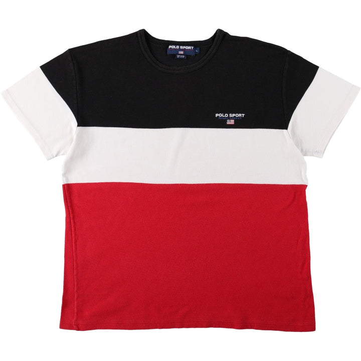 90'S Ralph Lauren POLO SPORT short sleeve logo T-shirt, men's size L, vintage cotton black type Vintage Second Hand