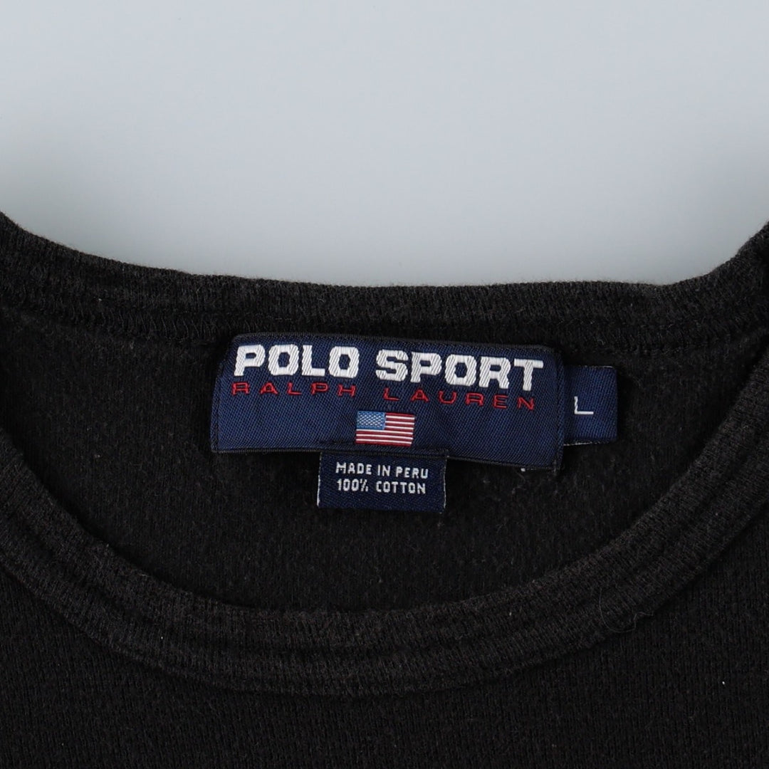 90'S Ralph Lauren POLO SPORT short sleeve logo T-shirt, men's size L, vintage cotton black type Vintage Second Hand