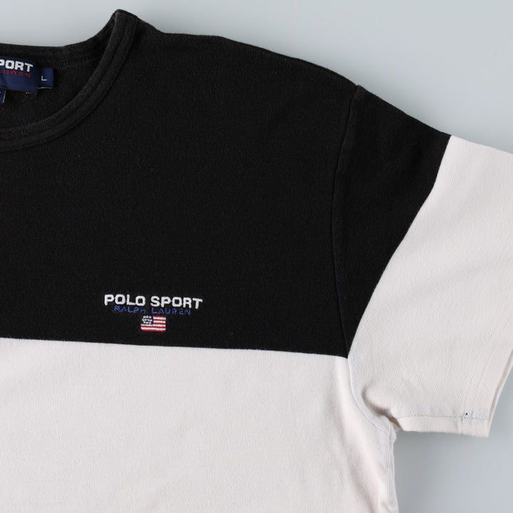 90'S Ralph Lauren POLO SPORT short sleeve logo T-shirt, men's size L, vintage cotton black type Vintage Second Hand