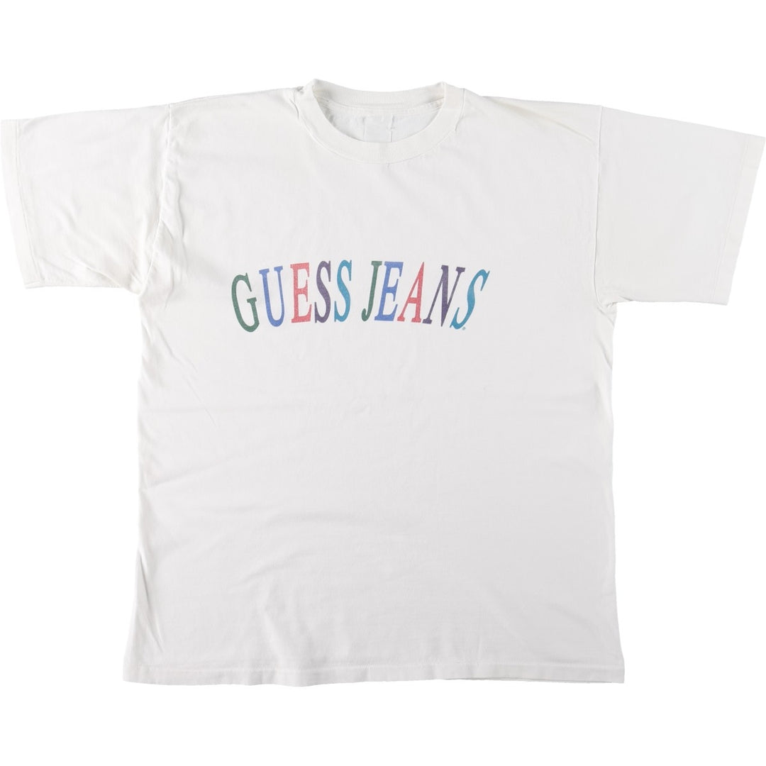 ~90'S Guess GUESS JEANS Short-Sleeve Printed T-Shirt, Men's Size M (Equivalent), Vintage unclear white type Vintage Second Hand