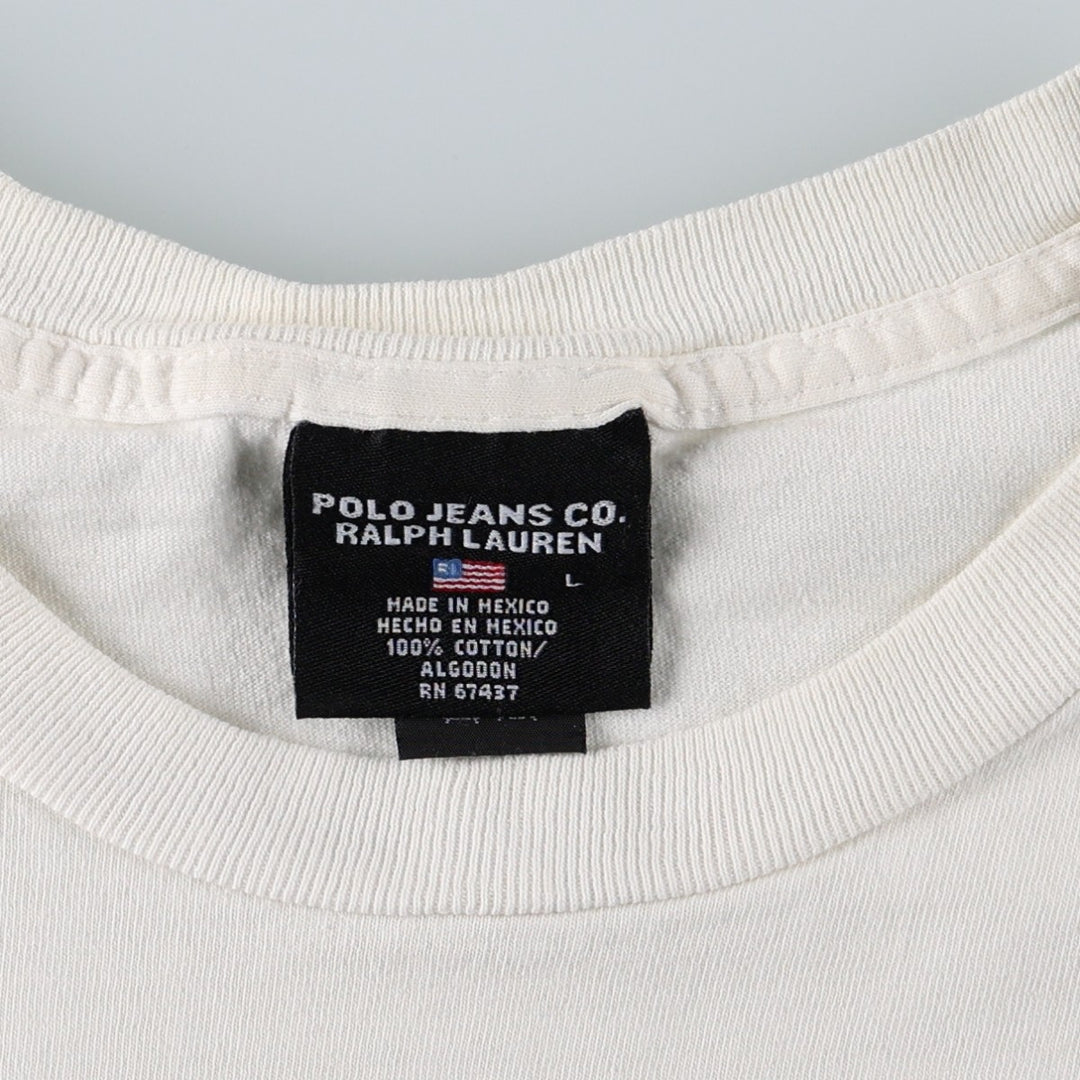 2000'S Ralph Lauren POLO JEANS COMPANY Short-Sleeve Printed T-Shirt, Men's Size L (approx.) cotton white type Vintage Second Hand