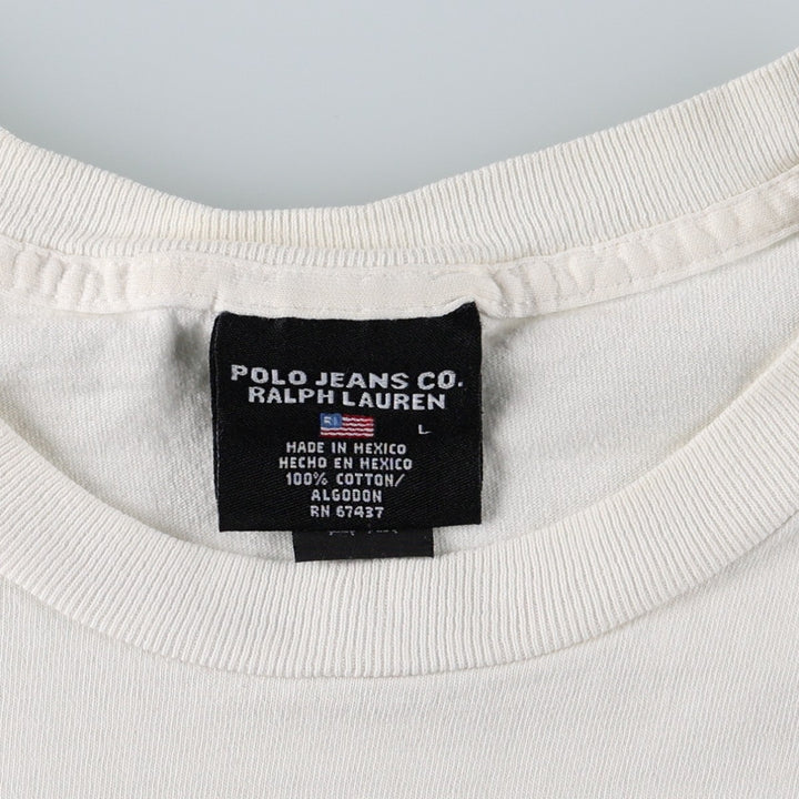 2000'S Ralph Lauren POLO JEANS COMPANY Short-Sleeve Printed T-Shirt, Men's Size L (approx.) cotton white type Vintage Second Hand