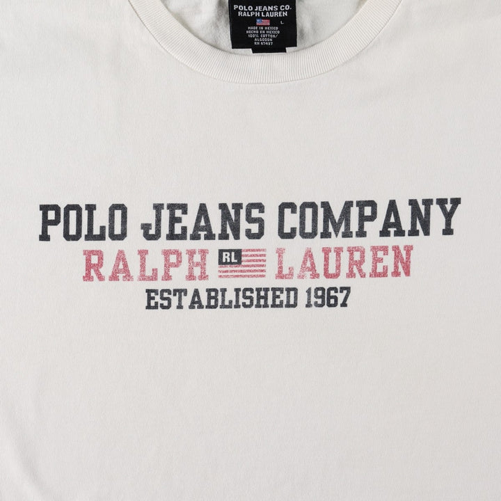 2000'S Ralph Lauren POLO JEANS COMPANY Short-Sleeve Printed T-Shirt, Men's Size L (approx.) cotton white type Vintage Second Hand