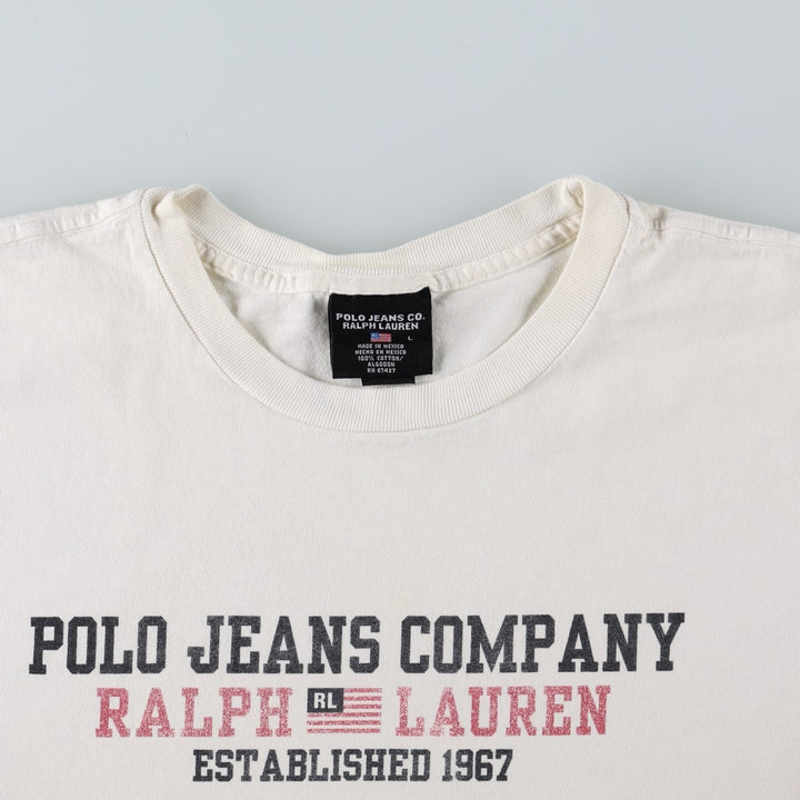 2000'S Ralph Lauren POLO JEANS COMPANY Short-Sleeve Printed T-Shirt, Men's Size L (approx.) cotton white type Vintage Second Hand