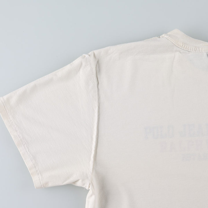 2000'S Ralph Lauren POLO JEANS COMPANY Short-Sleeve Printed T-Shirt, Men's Size L (approx.) cotton white type Vintage Second Hand
