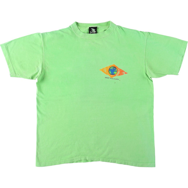 90'S GOTCHA Surf Skate T-Shirt, Made in USA, Men's Size L (approx.), Vintage cotton green type yellow green Vintage Second Hand