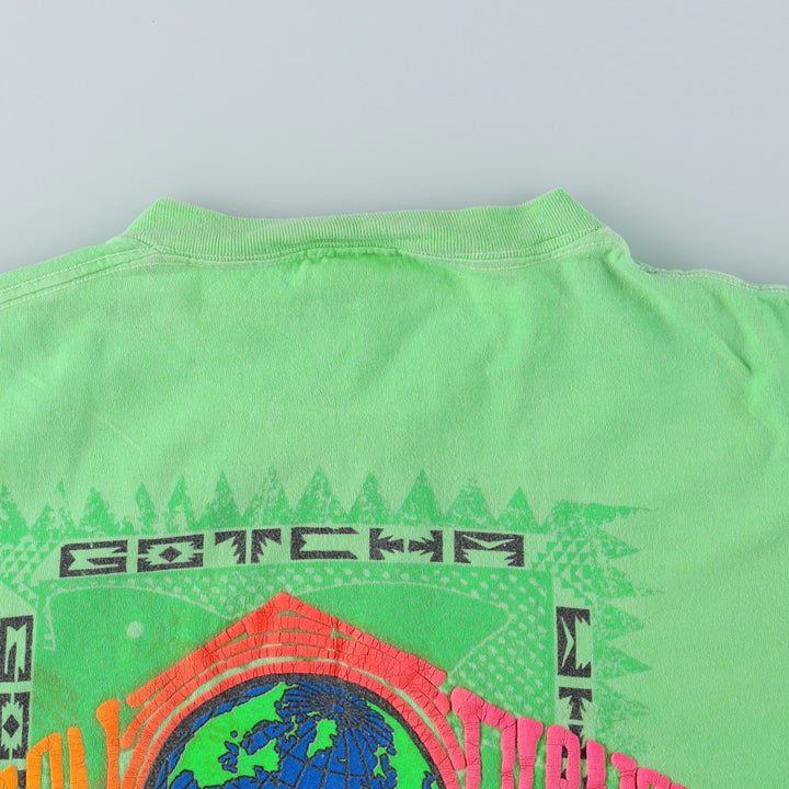 90'S GOTCHA Surf Skate T-Shirt, Made in USA, Men's Size L (approx.), Vintage cotton green type yellow green Vintage Second Hand