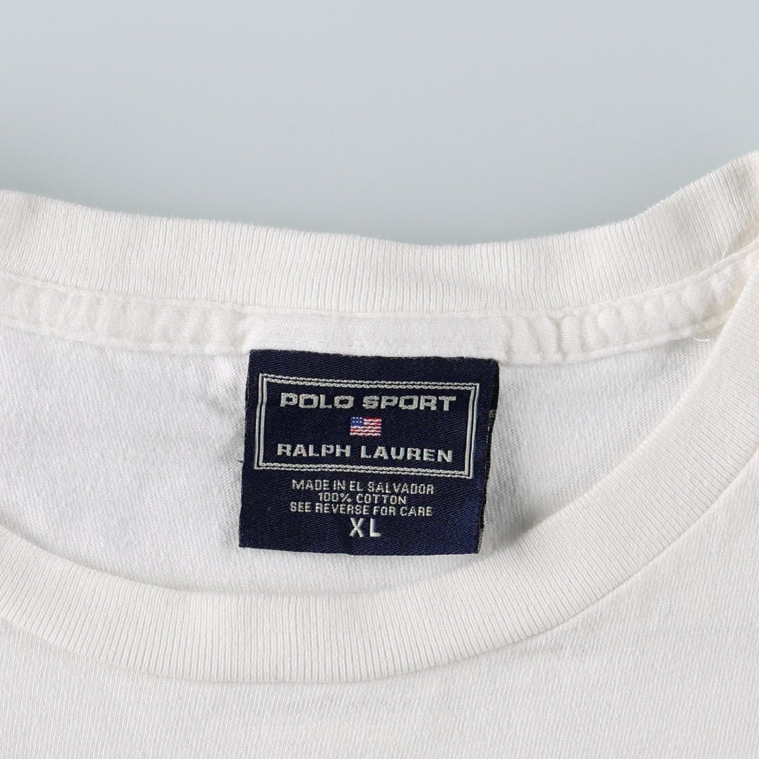 90'S Ralph Lauren POLO SPORT Floral Print Short-Sleeve T-Shirt, Men's Size XL (Equivalent), Vintage cotton white type Vintage Second Hand